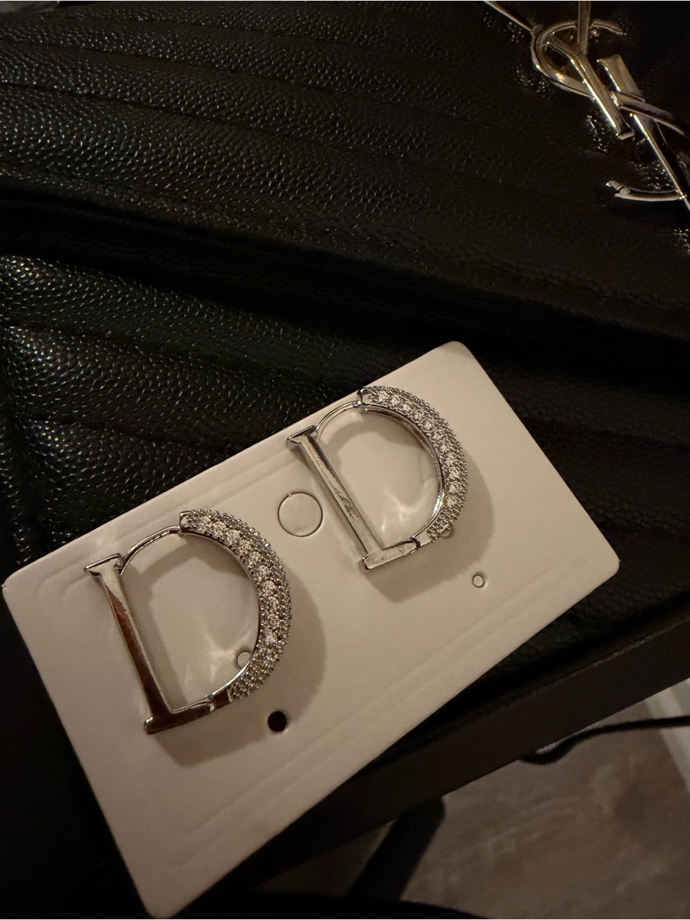 Silver Crystal 'D' Hoop Earrings - Women Jewelry